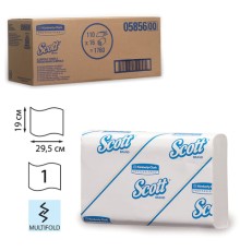 Полотенца бумажные 110 шт., KIMBERLY-CLARK Scott, КОМПЛЕКТ 16 шт., Slimfold, белые, 29,5х19 см, М-fold, 5856
