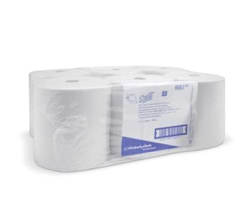 Полотенца бумажные рулонные KIMBERLY-CLARK Scott, КОМПЛЕКТ 6 шт., 304 м, белые, артикул 6667