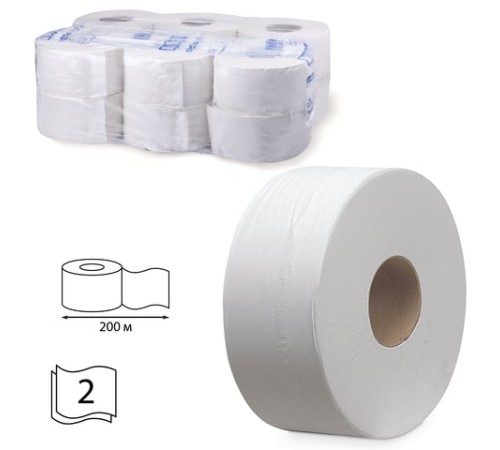 Бумага туалетная 200 м, KIMBERLY-CLARK Scott, КОМПЛЕКТ 12 шт., Performance Jumbo, 2-слойная, белая, артикул 8512
