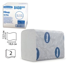 Бумага туалетная листовая KIMBERLY-CLARK Kleenex, КОМПЛЕКТ 36 шт., Ultra, 200 л., 18,6х12,5 см, 2-слойная, артикул 8408