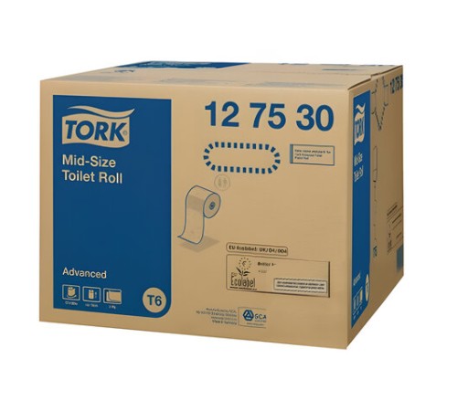 Бумага туалетная 100 м, Tellus/TORK (Система Т6) ADVANCED, КОМПЛЕКТ 27 рулонов, 2-слойная, белая, 127531, 127530/127531