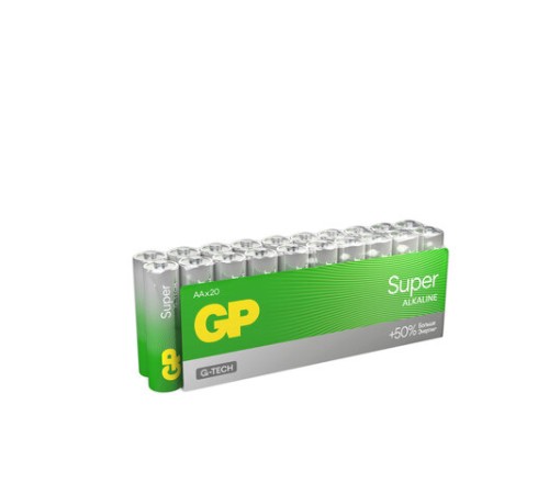 Батарейки КОМПЛЕКТ 20 шт., GP Super G-Tech, AA (LR6,15А), алкалиновые, пальчиковые, 15A-2CRVS20, GP 15A-2CRVS20