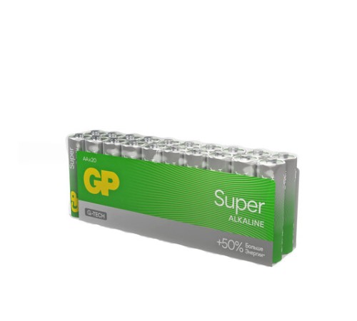 Батарейки КОМПЛЕКТ 20 шт., GP Super G-Tech, AA (LR6,15А), алкалиновые, пальчиковые, 15A-2CRVS20, GP 15A-2CRVS20