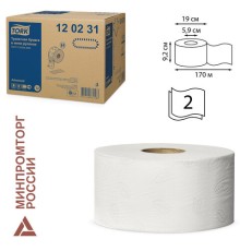 Бумага туалетная 170 метров, Tellus/TORK (Система T2) ADVANCED, КОМПЛЕКТ 12 рулонов, 2-слойная, белая, 120231