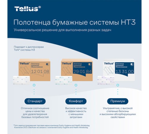 Полотенца бумажные 200 шт., Tellus/TORK (H3) ADVANCED, КОМПЛЕКТ 20 пачек, 2-слойные, белые, 23х23 см, V-сложение, 290184