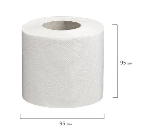 Бумага туалетная бытовая, спайка 4 шт., 2-х слойная, (4х19 м), LAIMA, белая, 126904