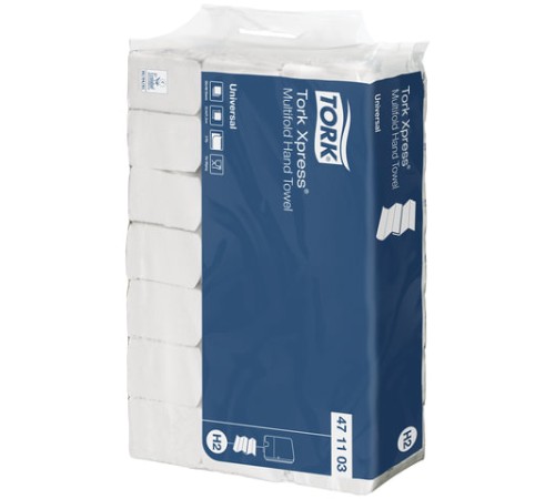 Полотенца бумажные (1 пачка, 190 листов) TORK (H2) UNIVERSAL, 2-слойные, цвет натуральный, 23,4х21,3 см, Z-сложение, 471103
