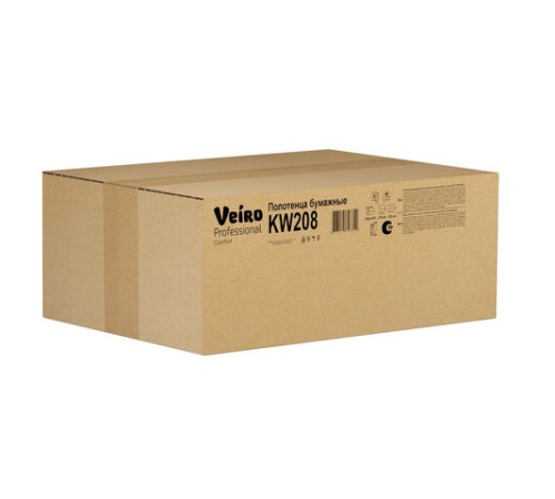 Полотенца бумажные 150 шт., VEIRO (Система H2) COMFORT, 2-слойные, белые, КОМПЛЕКТ 21 пачка, 32х21,6, W-сложение, KW208