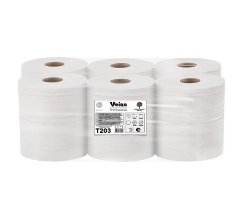 Бумага туалетная 200 м, VEIRO Professional (Система T2), КОМПЛЕКТ 12 шт, Comfort, 2-слойная, T203
