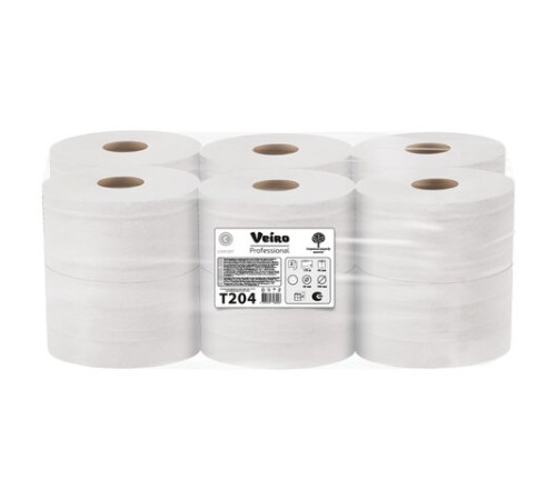 Бумага туалетная 170 м, VEIRO Professional (Система T2), КОМПЛЕКТ 12 шт., Comfort, 2-слойная, T204