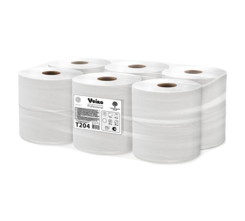 Бумага туалетная 170 м, VEIRO Professional (Система T2), КОМПЛЕКТ 12 шт., Comfort, 2-слойная, T204