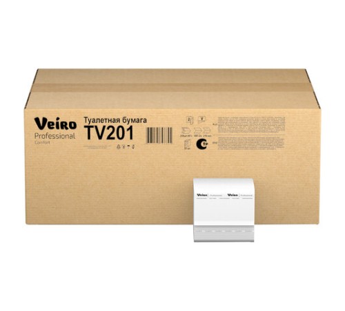 Бумага туалетная VEIRO (Система T3), КОМПЛЕКТ 30 шт., Comfort, листовая, 250 листов, 21х10,8 см, 2-слойная, TV201