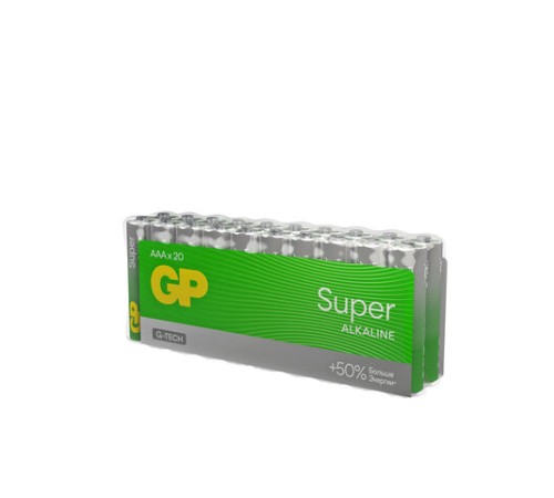 Батарейки КОМПЛЕКТ 20 шт., GP Super G-Tech, AAA (LR03, 24А), алкалиновые, мизинчиковые, 24A-2CRVS20, GP 24A-2CRVS20