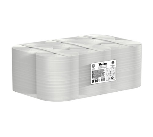 Полотенца бумажные рулонные 180 м, VEIRO (Система H1) BASIC, 1-слойные, цвет натуральный, КОМПЛЕКТ 6 рулонов, K101
