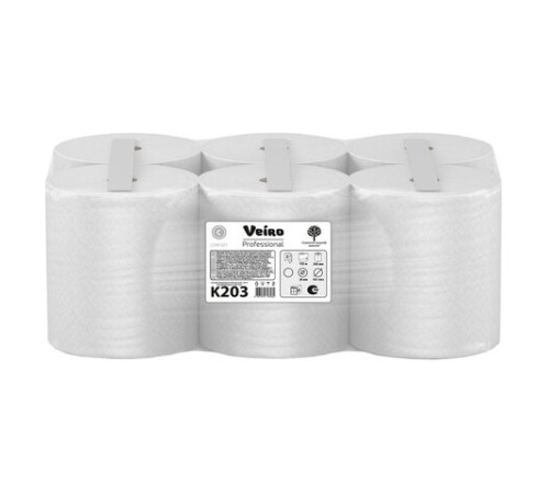 Полотенца бумажные рулонные 150 м, VEIRO (Система H1) COMFORT, 2-слойные, белые, КОМПЛЕКТ 6 рулонов, K203