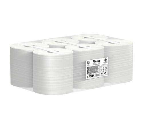 Полотенца бумажные с центральной вытяжкой 300 м, VEIRO (Система M2) BASIC, 1-слойные, цвет натуральный, КОМПЛЕКТ 6 рулонов, KP105