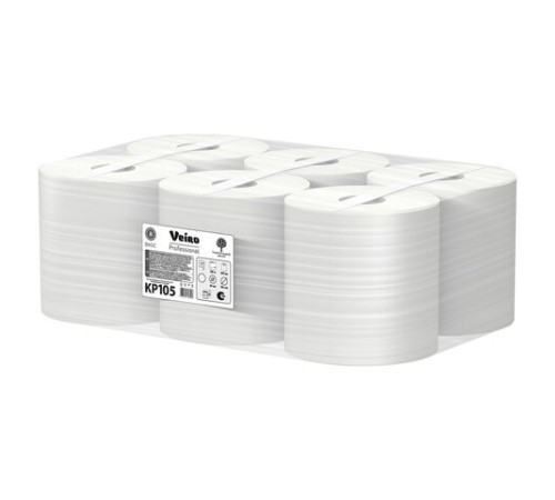 Полотенца бумажные с центральной вытяжкой 300 м, VEIRO (Система M2) BASIC, 1-слойные, цвет натуральный, КОМПЛЕКТ 6 рулонов, KP105