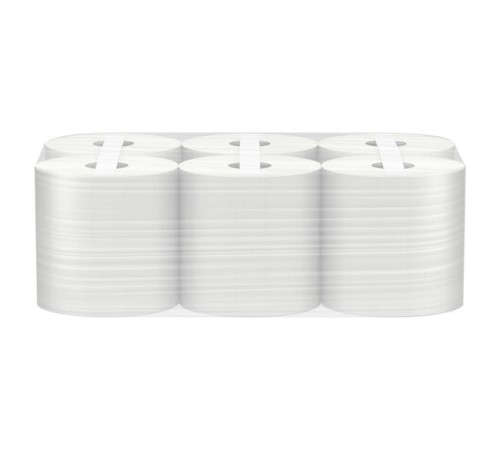 Полотенца бумажные с центральной вытяжкой 300 м, VEIRO (Система M2) BASIC, 1-слойные, цвет натуральный, КОМПЛЕКТ 6 рулонов, KP105