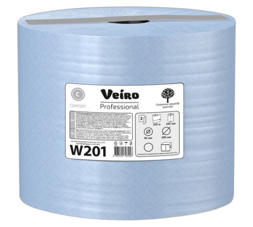 Бумага протирочная VEIRO (Система W1), КОМПЛЕКТ 2 шт., 1000 листов в рулоне, 24х35 см, 2-слойная, Comfort, W201