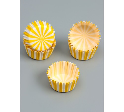 Форма для выпечки кексов бумажная UPAK LAND «Калейдоскоп», 3.5×2 см, одноразовая, жёлтая