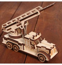 Конструктор деревянный 3д модель «Пожарная машина», 61 деталь