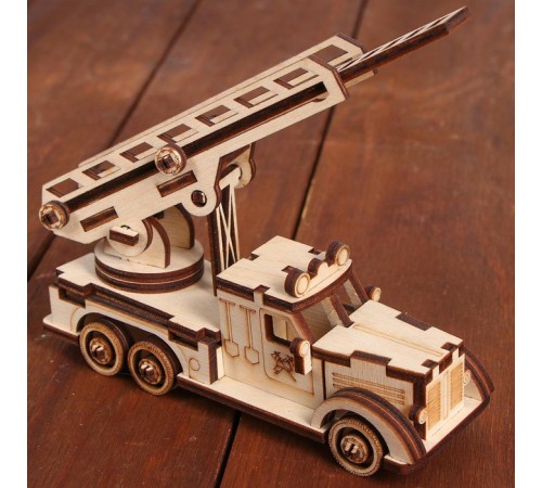 Конструктор деревянный 3д модель «Пожарная машина», 61 деталь