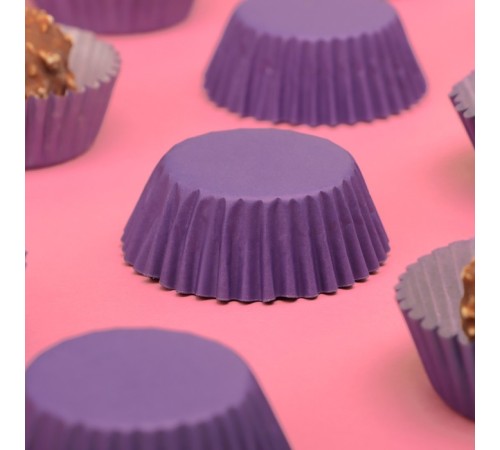 Форма для выпечки кексов бумажная UPAK LAND, 3.5×2 см, одноразовая, фиолетовая