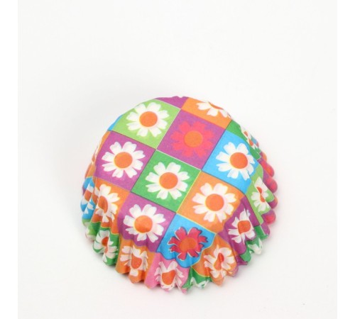 Форма для выпечки кексов бумажная UPAK LAND «Ромашки», 3.5×2 см, одноразовая, разноцветная