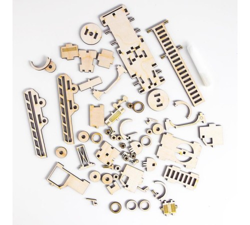 Конструктор деревянный 3д модель «Пожарная машина», 61 деталь