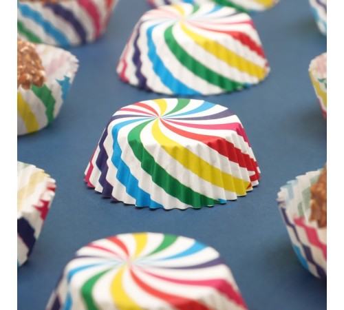 Форма для выпечки кексов бумажная UPAK LAND «Радуга», 3.5×2 см, одноразовая, разноцветная
