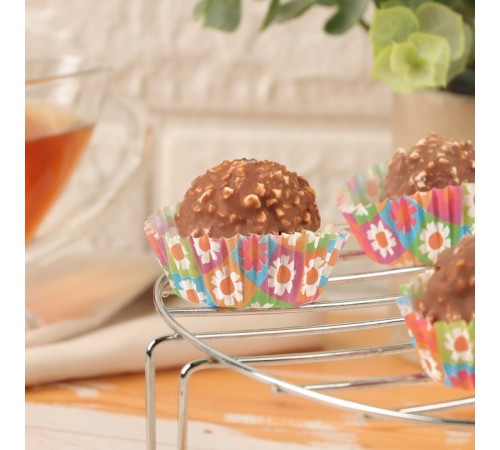 Форма для выпечки кексов бумажная UPAK LAND «Ромашки», 3.5×2 см, одноразовая, разноцветная