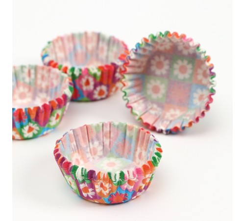 Форма для выпечки кексов бумажная UPAK LAND «Ромашки», 3.5×2 см, одноразовая, разноцветная