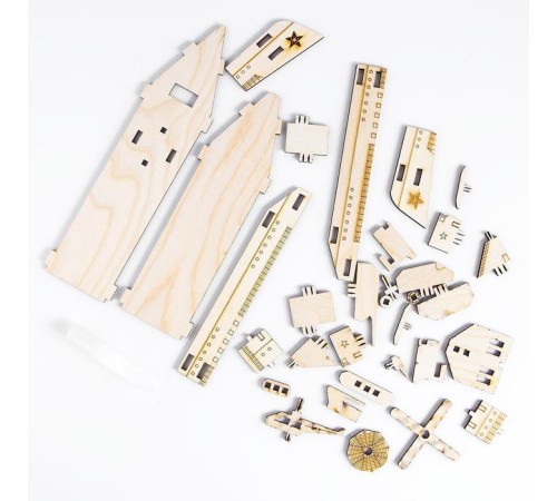 Конструктор деревянный 3д модель «Военный корабль», 32 детали