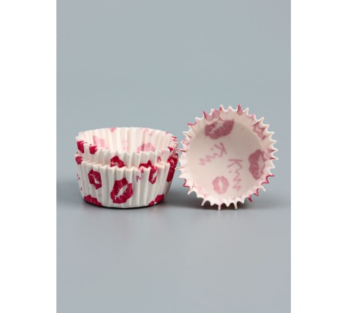 Форма для выпечки кексов бумажная UPAK LAND «Поцелуи», 3.5×2 см, одноразовая, белая