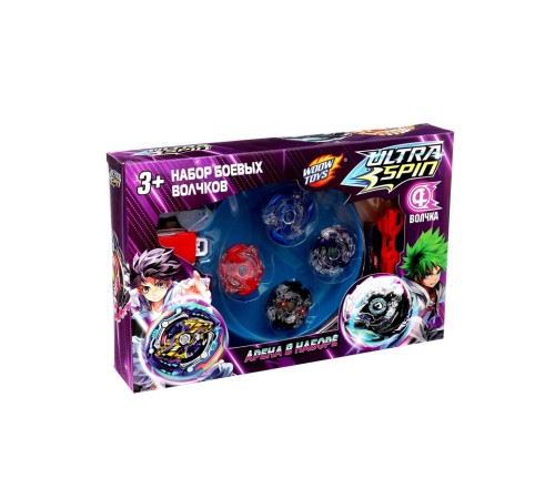Волчки ULTRA SPIN, набор 4 шт., с устройством запуска и ареной