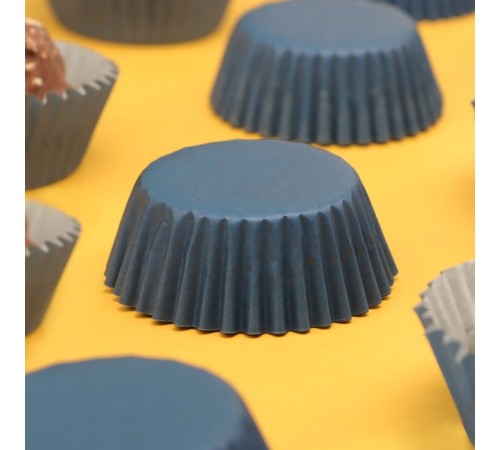 Форма для выпечки кексов бумажная UPAK LAND, 3.5×2 см, одноразовая, синяя