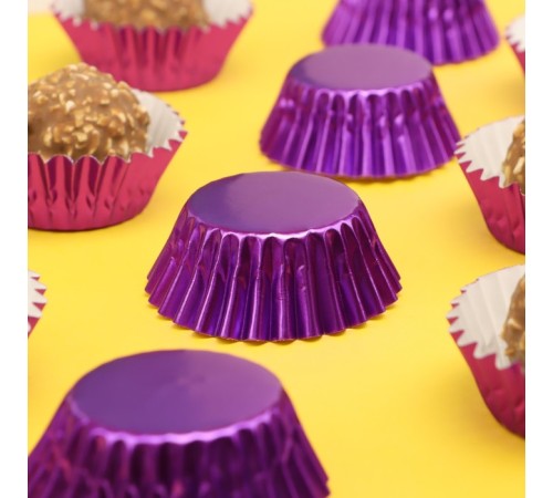 Форма для выпечки кексов бумажная UPAK LAND, 3.5×2 см, одноразовая, фиолетовая