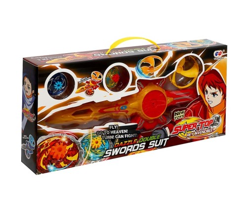 Волчки «Супер меч», набор 3 шт., двойной запуск, с вертушкой