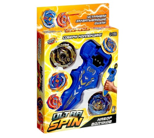 Боевой волчок ULTRA SPIN, волчок, устройство для запуска с хватом, цвет МИКС