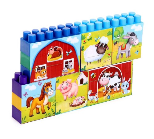 Конструктор пластиковый «Весёлая ферма», 18 деталей, по методике Монтессори