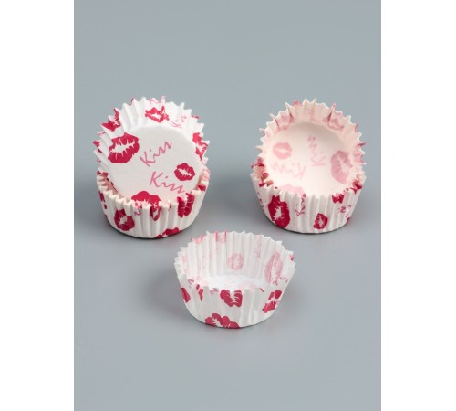 Форма для выпечки кексов бумажная UPAK LAND «Поцелуи», 3.5×2 см, одноразовая, белая
