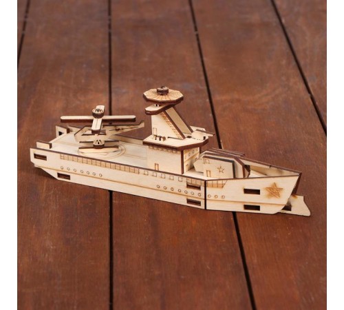 Конструктор деревянный 3д модель «Военный корабль», 32 детали