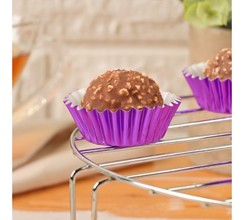 Форма для выпечки кексов бумажная UPAK LAND, 3.5×2 см, одноразовая, фиолетовая