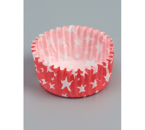 Форма для выпечки кексов бумажная UPAK LAND «Звёзды», 3.5×2 см, одноразовая, красная