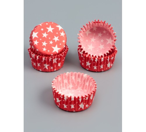 Форма для выпечки кексов бумажная UPAK LAND «Звёзды», 3.5×2 см, одноразовая, красная