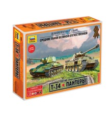 Сборная модель-танк «Великие противостояния: Т-34/76 против Пантеры» Звезда, 1/72, (5202)